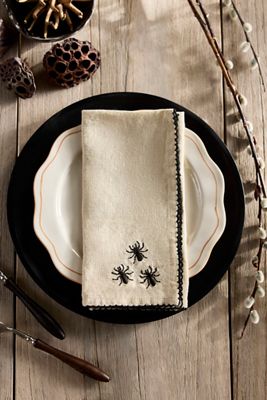 Halloween Embroidered Linen Napkins, Set of 2
