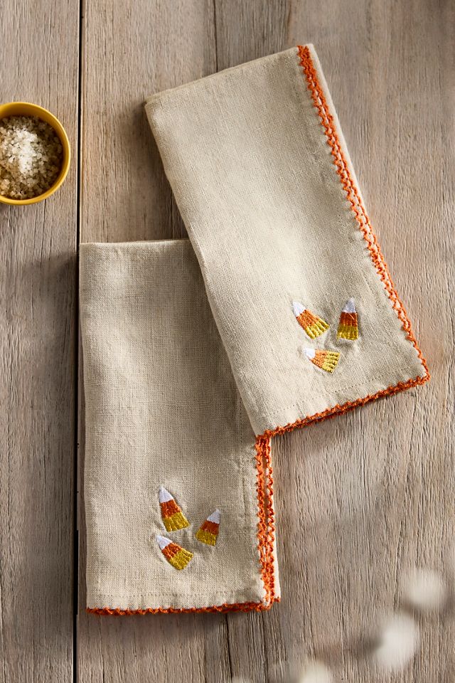 Halloween Embroidered Linen Napkins, Set of 2 #1