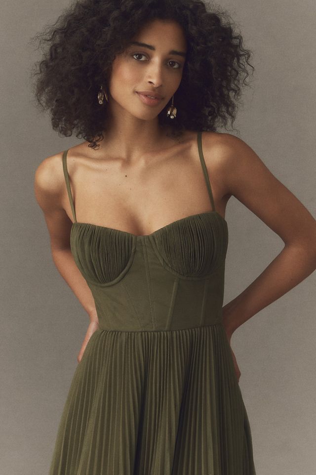 Hutch Amara Adjustable Corset Tulle Fit-and-Flare Midi Dress | Anthropologie