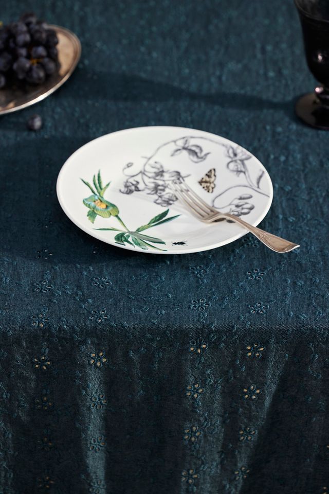 Ruffled Black Cotton Tablecloth #1