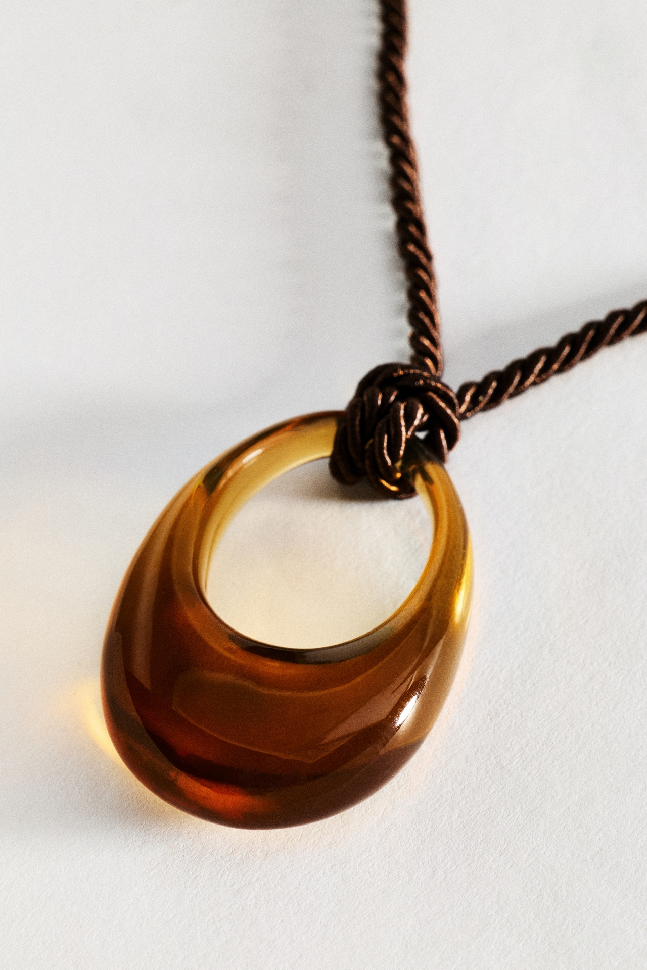 Lucite Pendant Cord Necklace