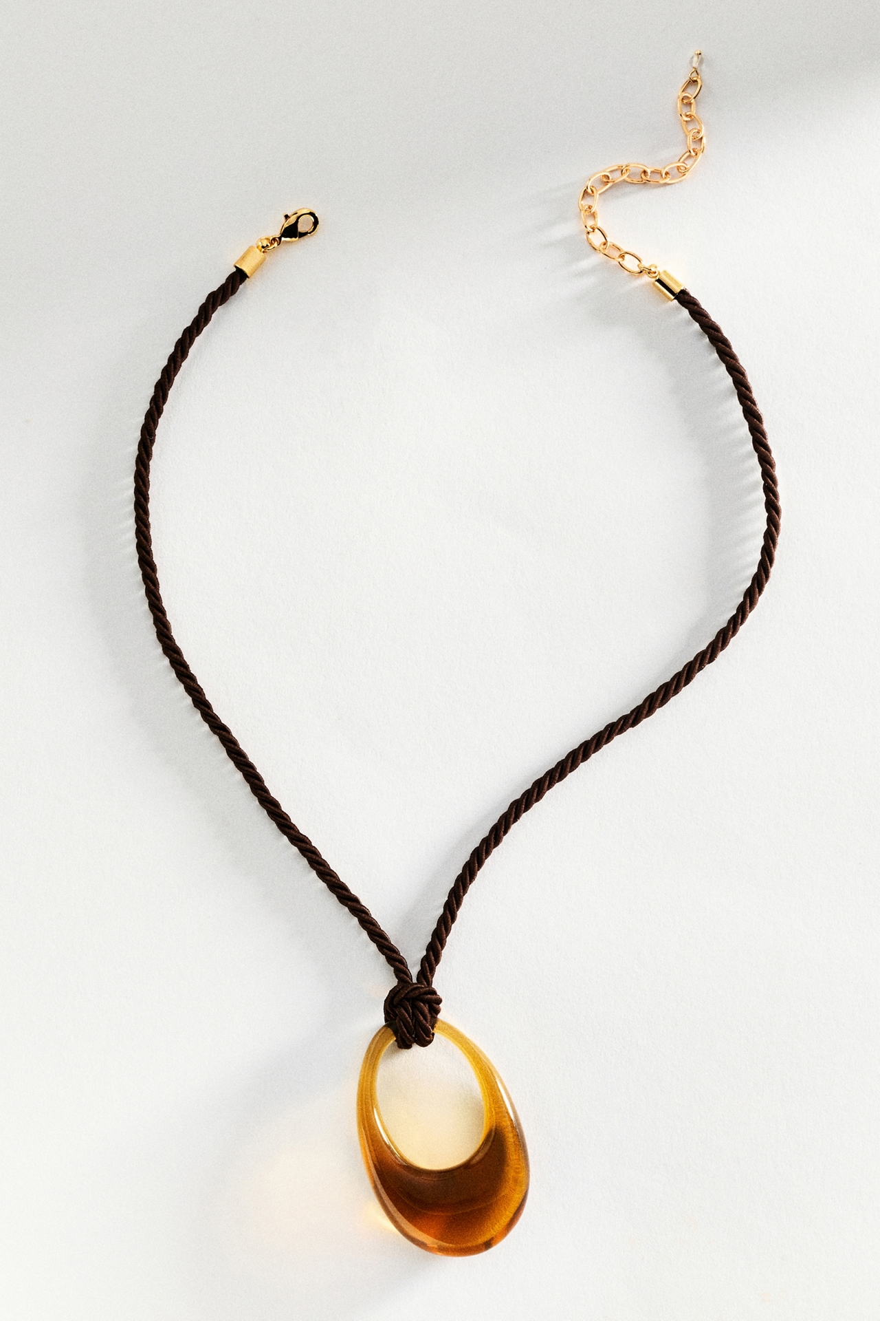 Lucite Pendant Cord Necklace