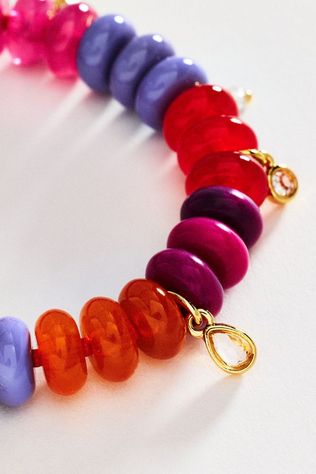 Circular Beaded Crystal Charm Bracelet #1