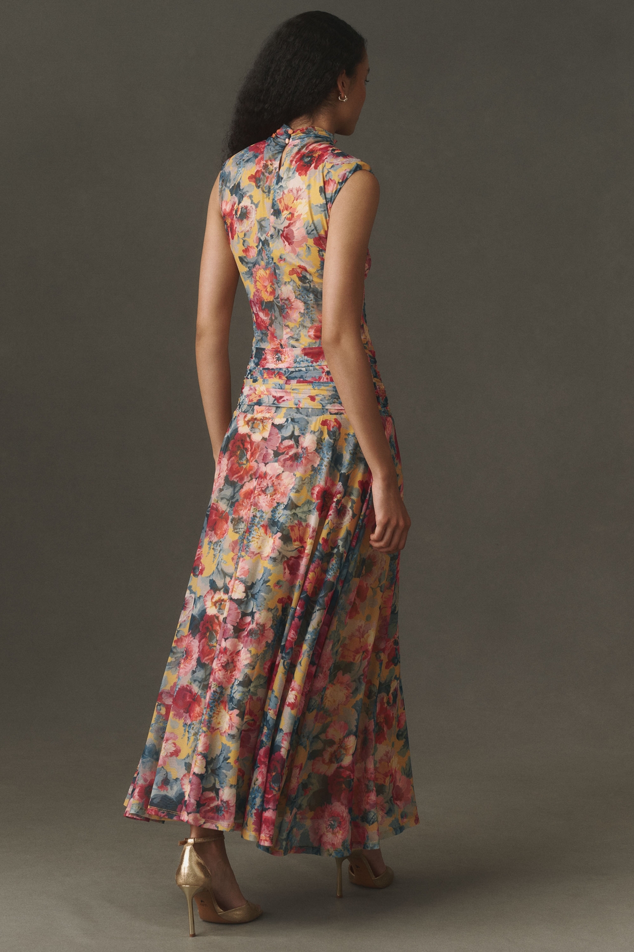 BHLDN Mock-Neck Mesh Maxi Dress