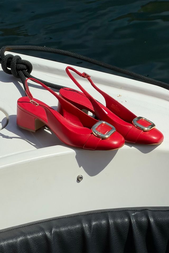Maeve Sling-Back Leather Buckle Heels #1