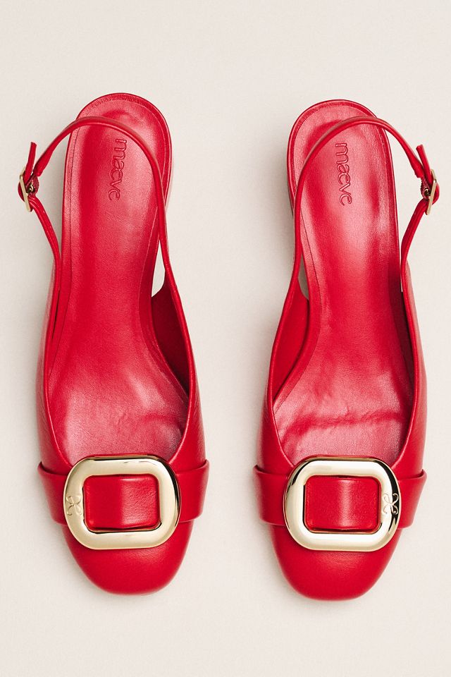 Maeve Sling-Back Leather Buckle Heels #3