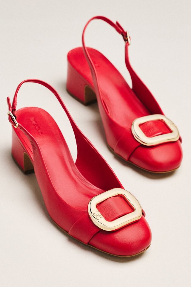 Maeve Sling-Back Leather Buckle Heels #2