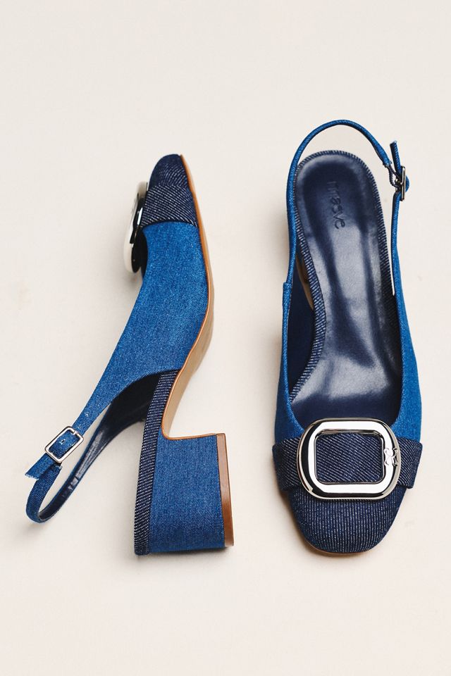 Maeve Sling-Back Leather Buckle Heels #4
