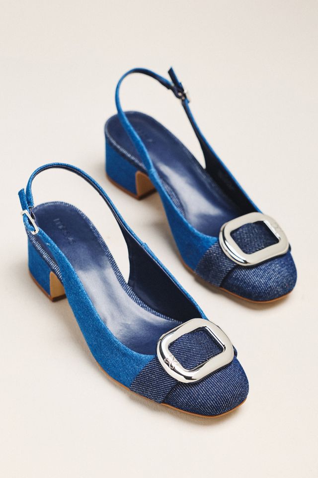 Maeve Sling-Back Leather Buckle Heels #3