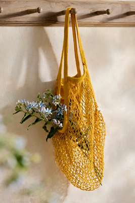 Terrain Fish Cotton Net Tote In Gold