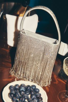 Olga Berg Billie Crystal Fringe Hand Bag