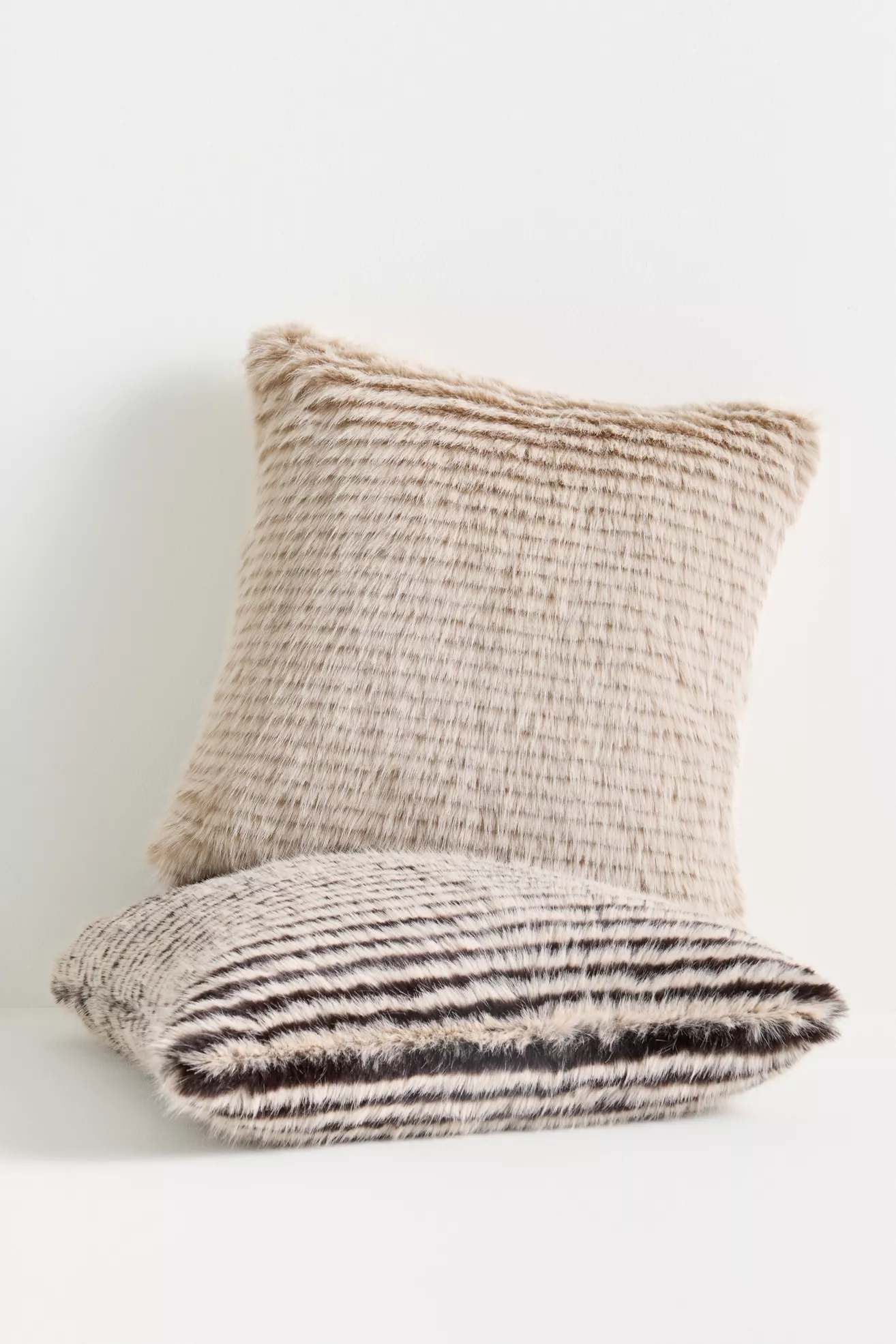 Striped Faux Fur Throw Pillow - thumbnail 4