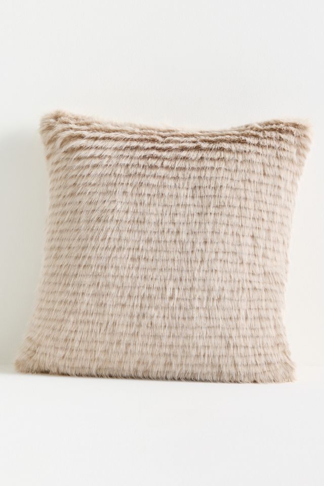 Striped Faux-Fur Throw Pillow #2