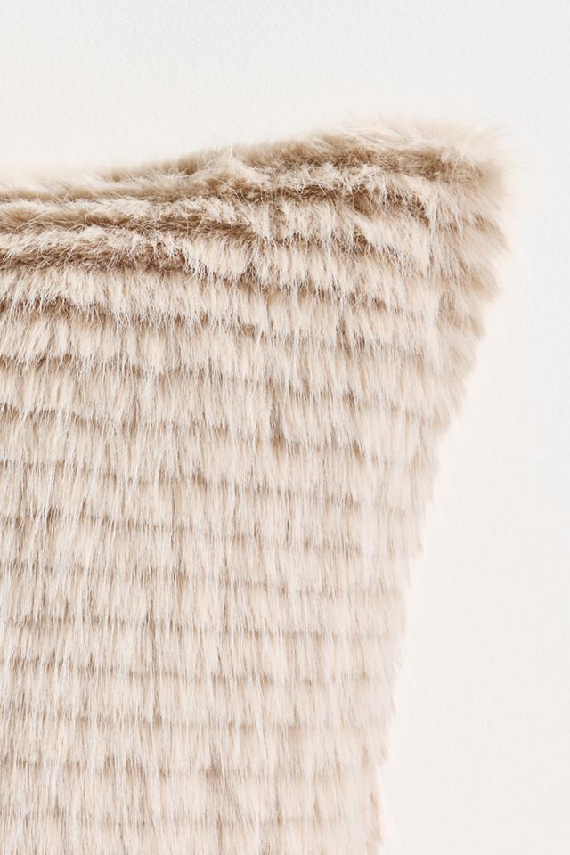 Striped Faux-Fur Throw Pillow #3