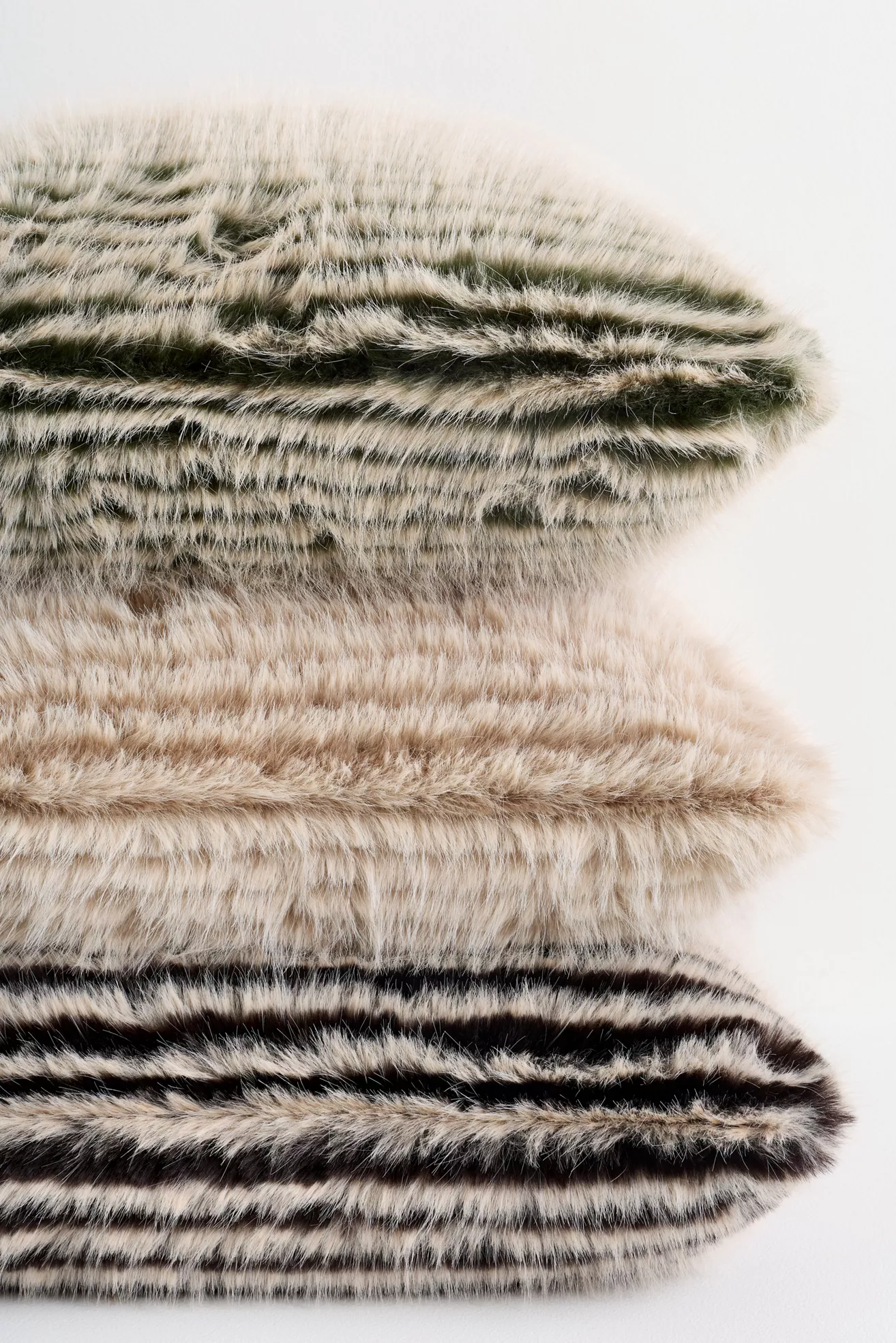 Striped Faux Fur Throw Pillow - thumbnail 9