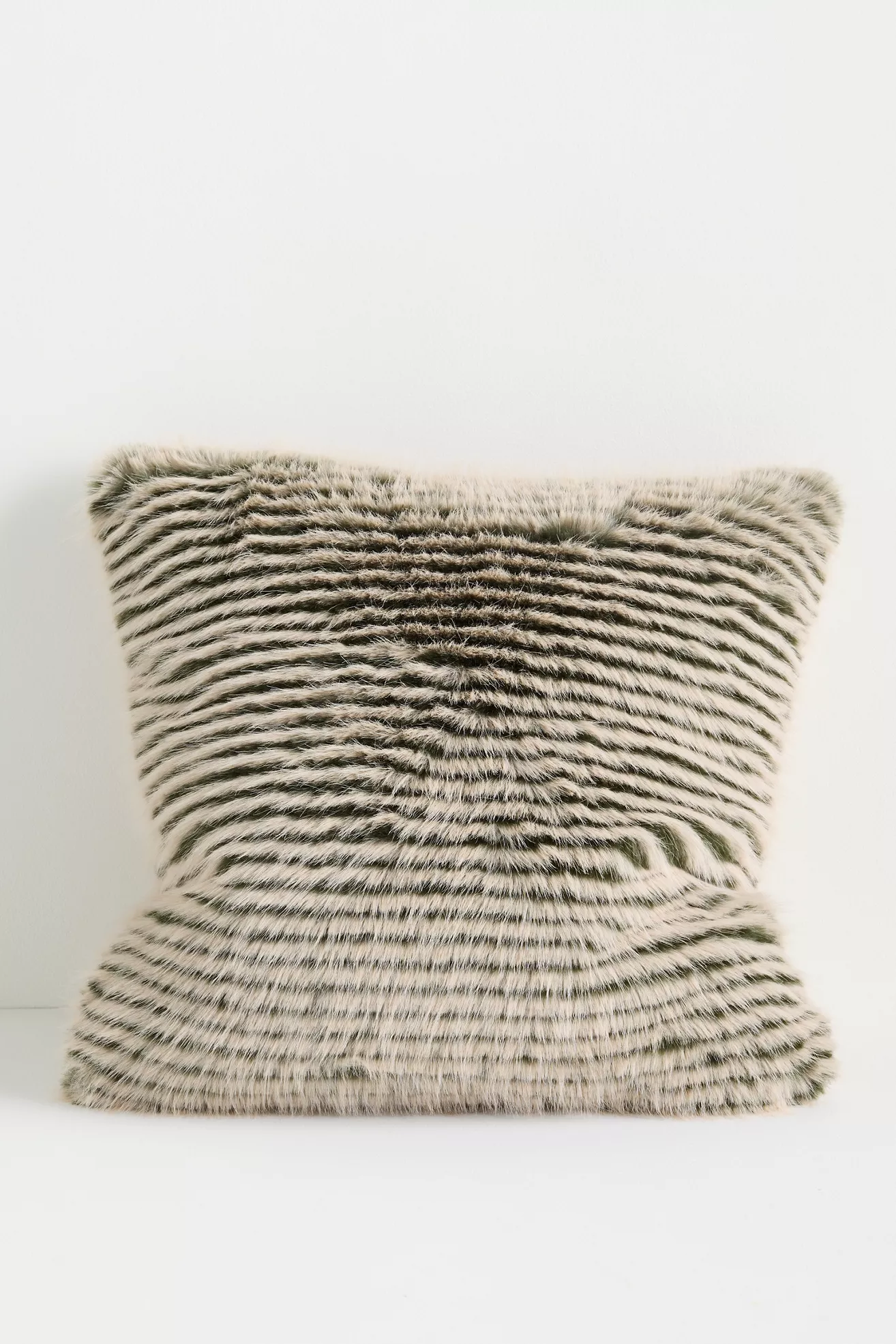 Striped Faux Fur Throw Pillow - thumbnail 7