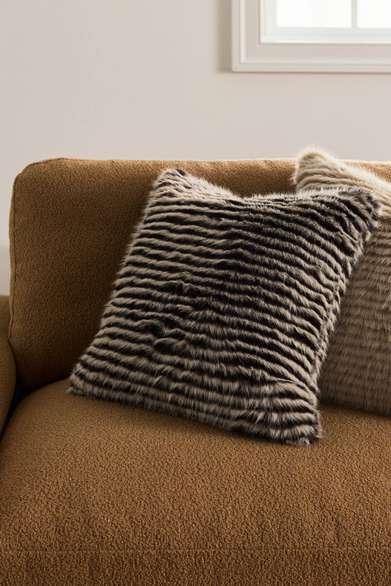 Striped Faux Fur Throw Pillow - thumbnail 10