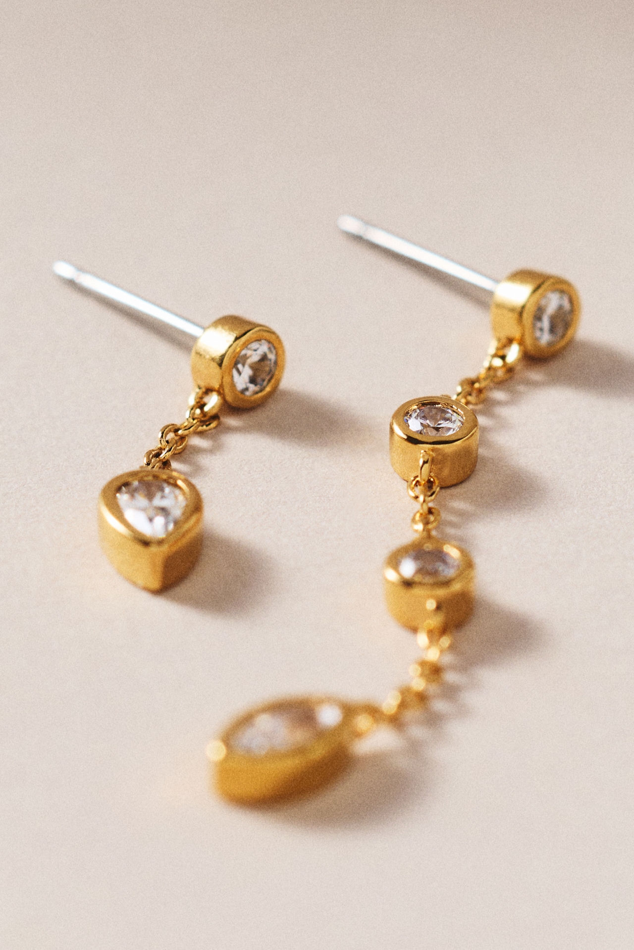 NADRI Bezel Chain Drop Earrings, Set of 2