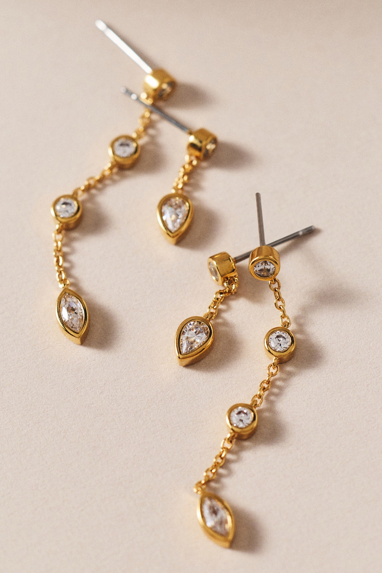 NADRI Bezel Chain Drop Earrings, Set of 2