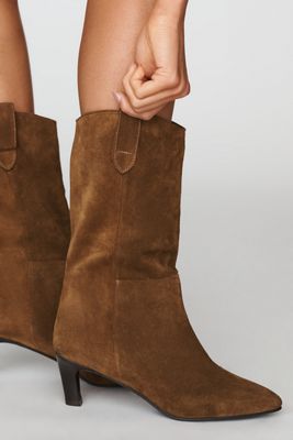 By Anthropologie Suede Western Boots