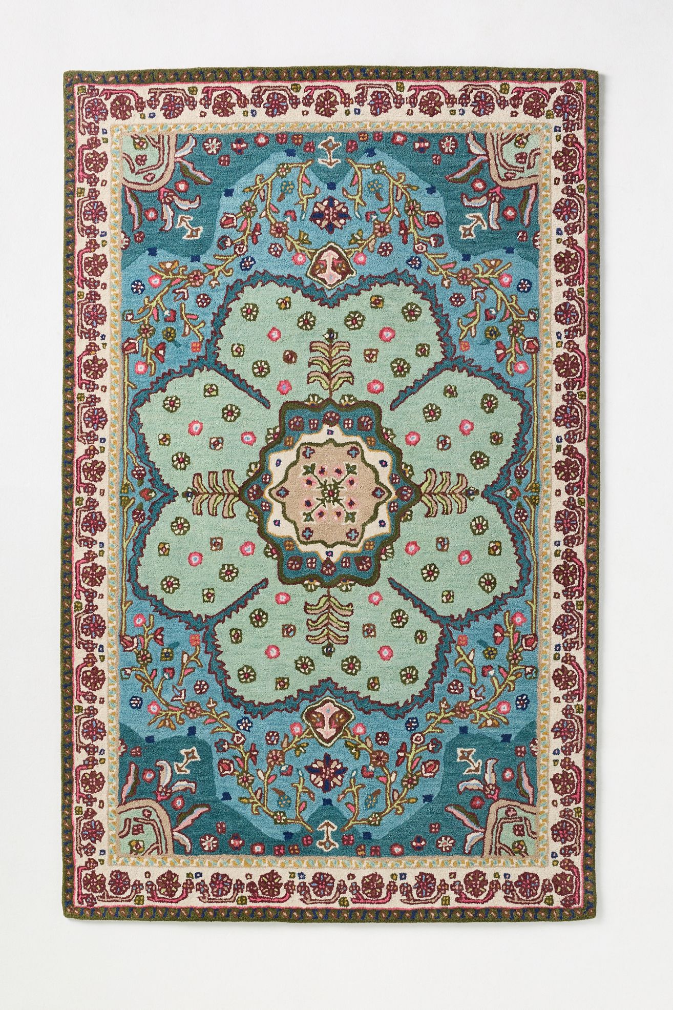Mae Hand Tufted Persian-Inspired Wool Rug - Blue, 5’ X 8’
