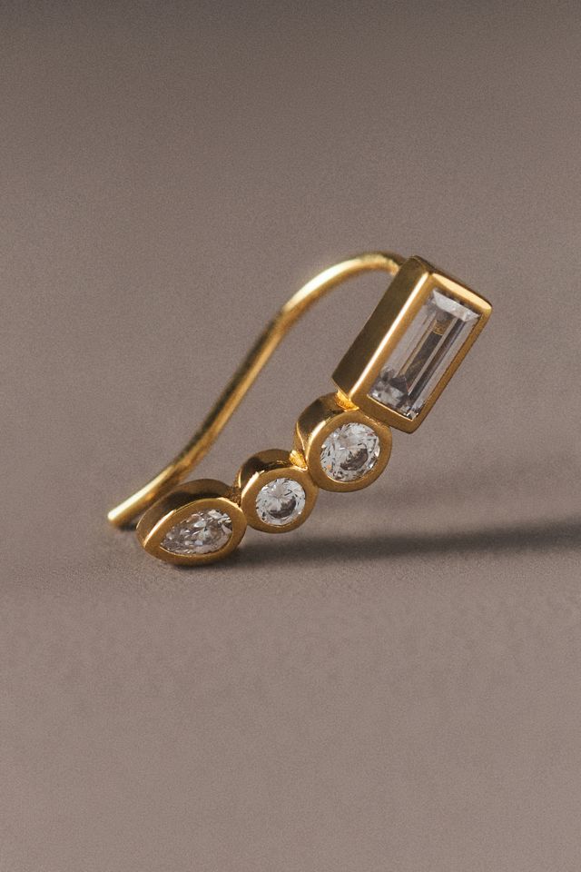 NADRI Mixed Stone Bezel Climber Earrings #1