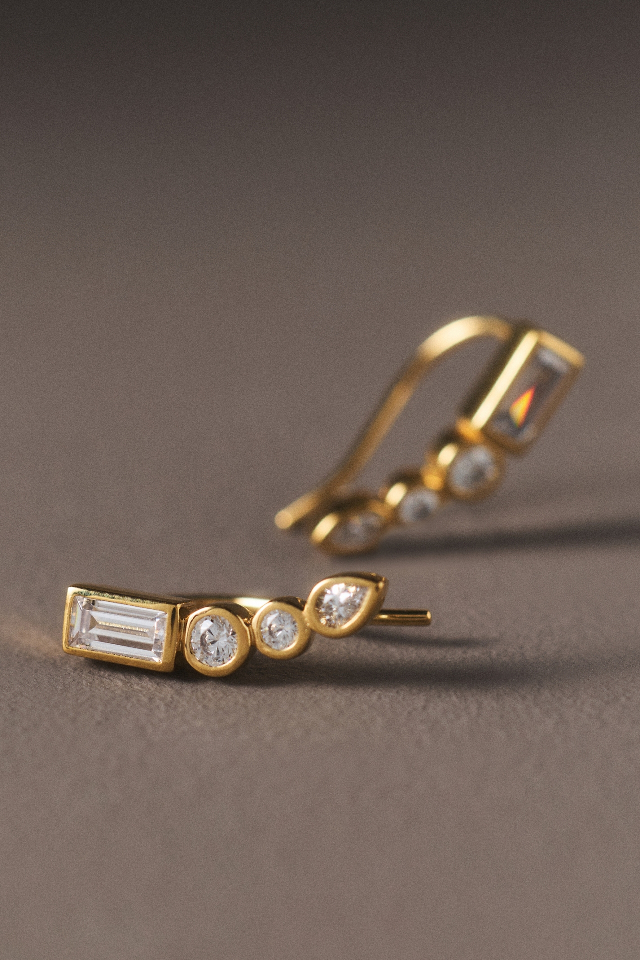 NADRI Mixed Stone Bezel Climber Earrings