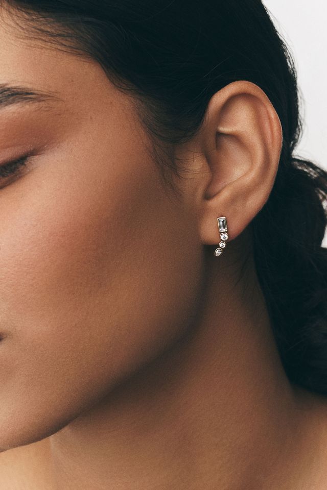 NADRI Mixed Stone Bezel Climber Earrings #3