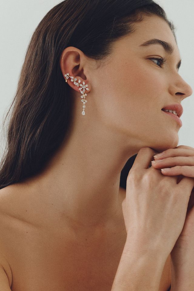 NADRI Full Bloom Drop Climber Earrings #1