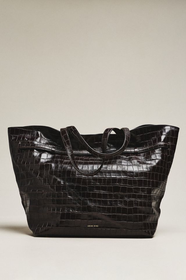 Anine Bing Elly Leather Embossed Large Tote Bag #1