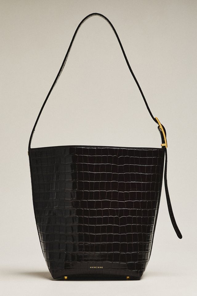 Anine Bing Elly Leather Embossed Bucket Bag #1