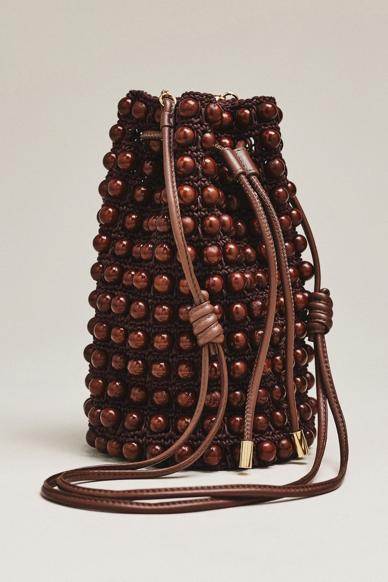 Farm Rio Beaded Macramé Bucket Bag