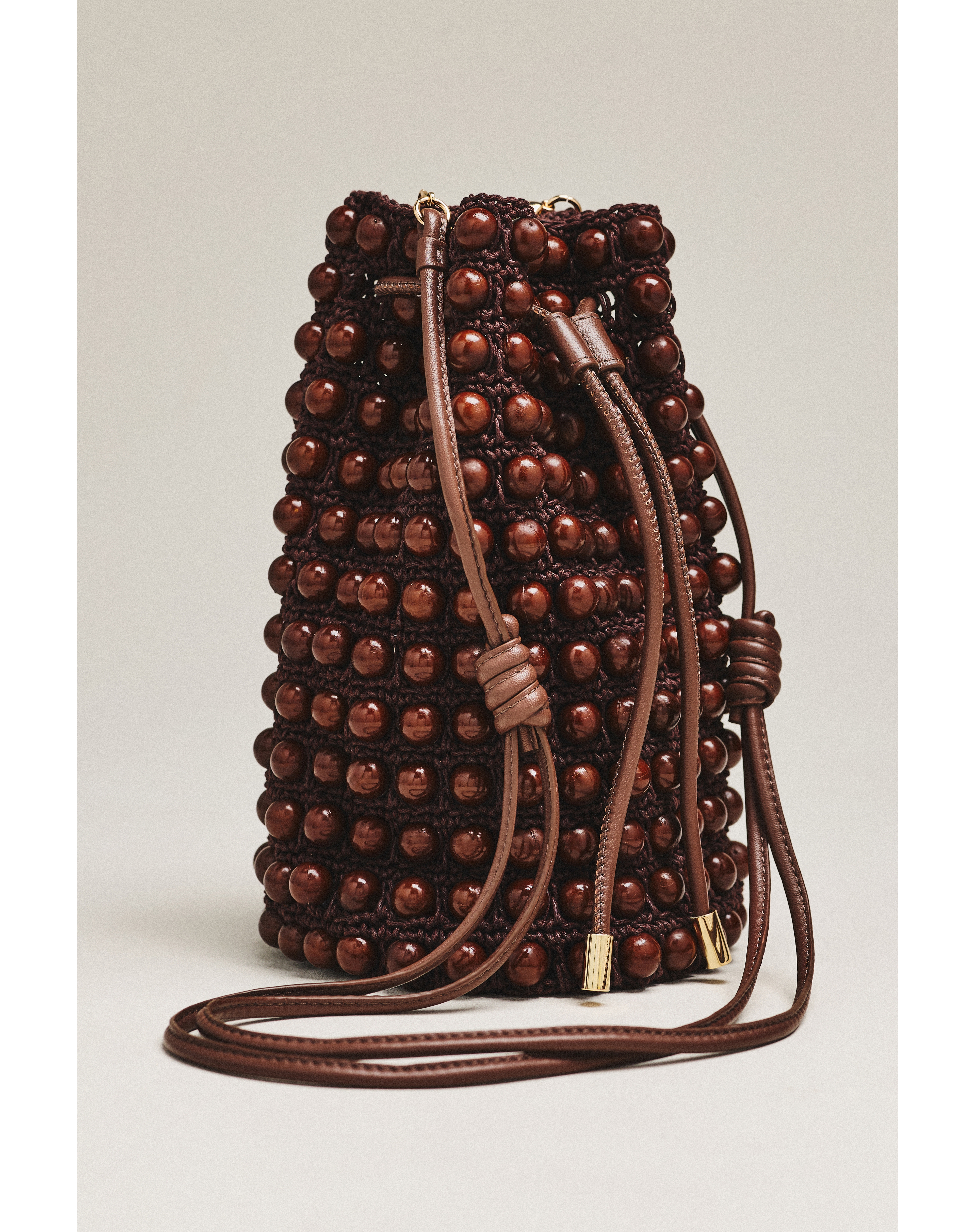 Farm Rio Beaded Macramé Bucket Bag