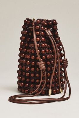 Farm Rio Beaded Macramé Bucket Bag