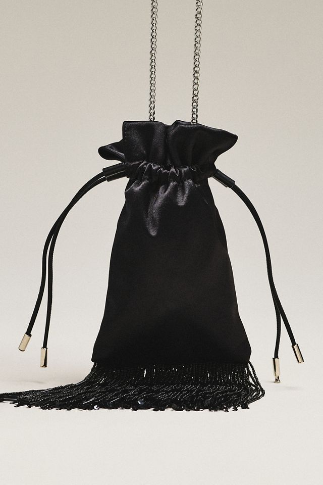 Farm Rio Fringe Satin Bucket Bag #1