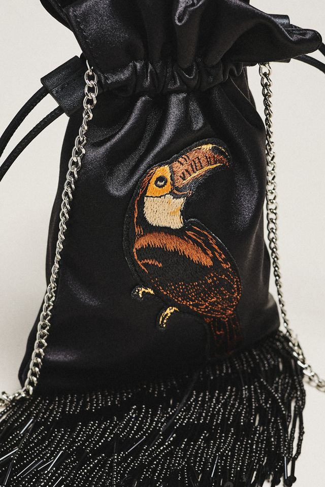 Farm Rio Fringe Satin Bucket Bag #2