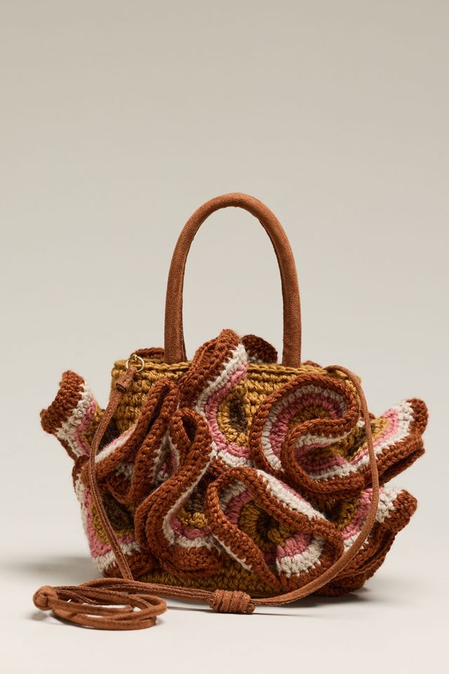 Farm Rio Linen Crochet Flower Handbag #1