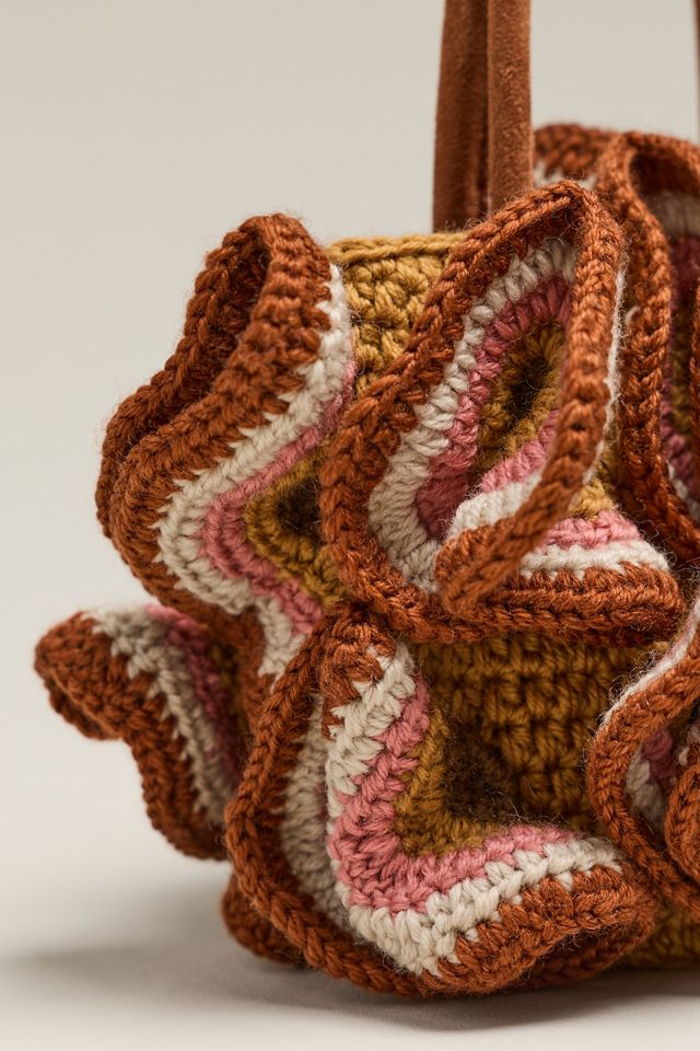 Farm Rio Linen Crochet Flower Handbag #2