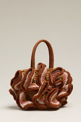 Farm Rio Linen Crochet Flower Handbag