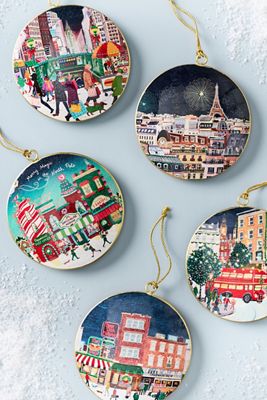 Holiday in the City Metal Ornament