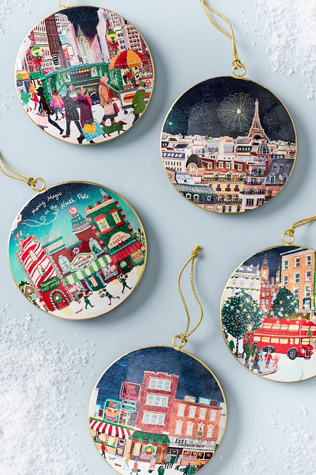 Holiday in the City Metal Ornament #1