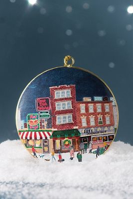 Holiday in the City Metal Ornament
