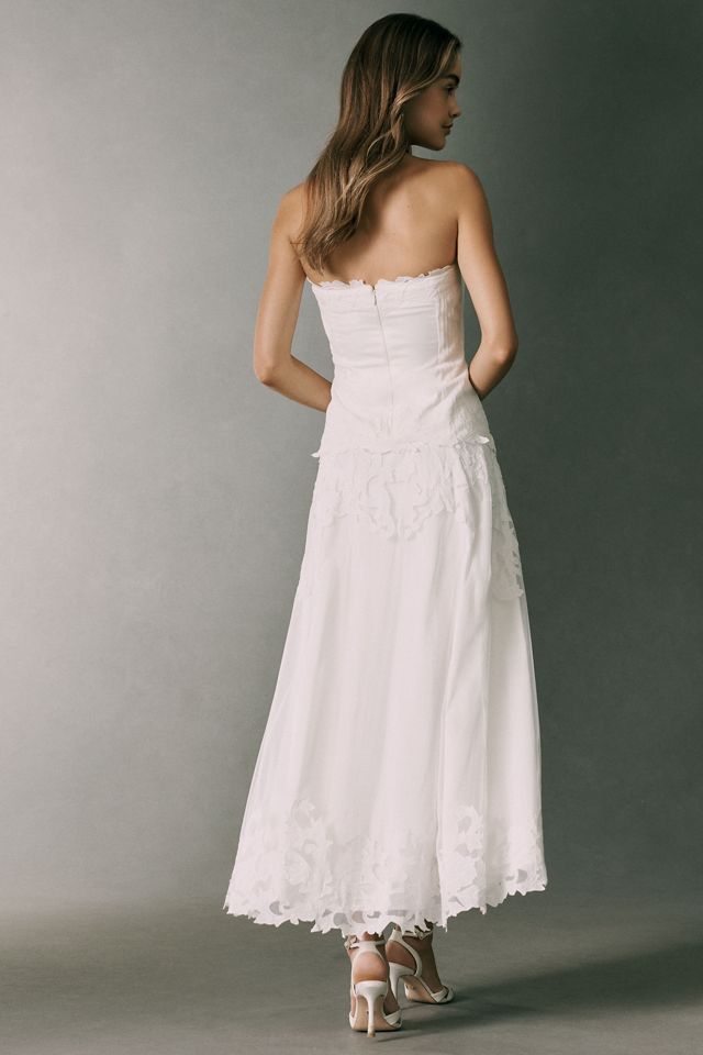 BHLDN Strapless Lace High-Low Maxi Dress #2