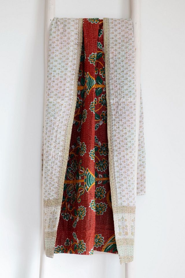 Roan Iris One-of-a-kind Kantha Quilted Throw Blanket No. 07493 #1