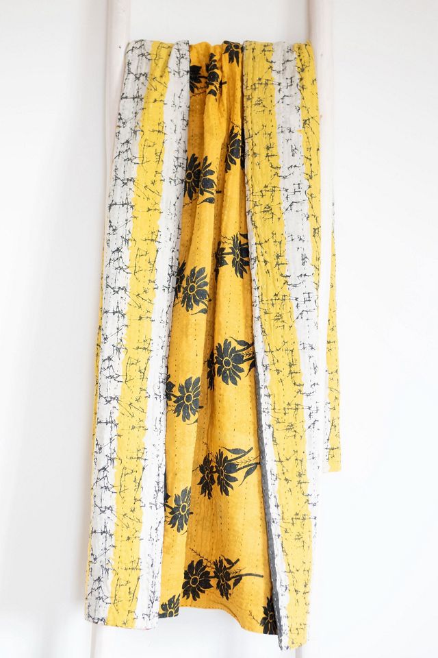 Roan Iris One-of-a-kind Kantha Quilted Throw Blanket No. 07484 #1