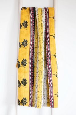 Roan Iris One-of-a-kind Kantha Quilted Throw Blanket No. 07484