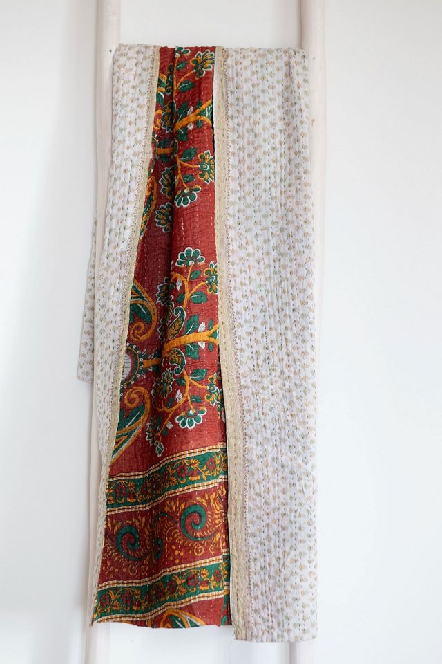 Roan Iris One-of-a-kind Kantha Quilted Throw Blanket No. 07511 #1