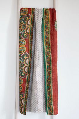 Roan Iris One-of-a-kind Kantha Quilted Throw Blanket No. 07511