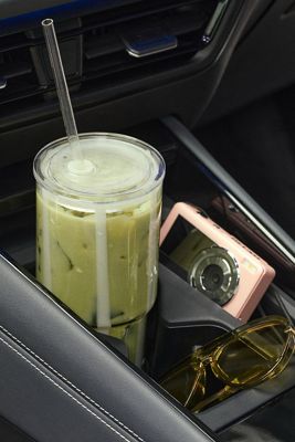 The Ribbon Stripe Glass Tumbler with Lid