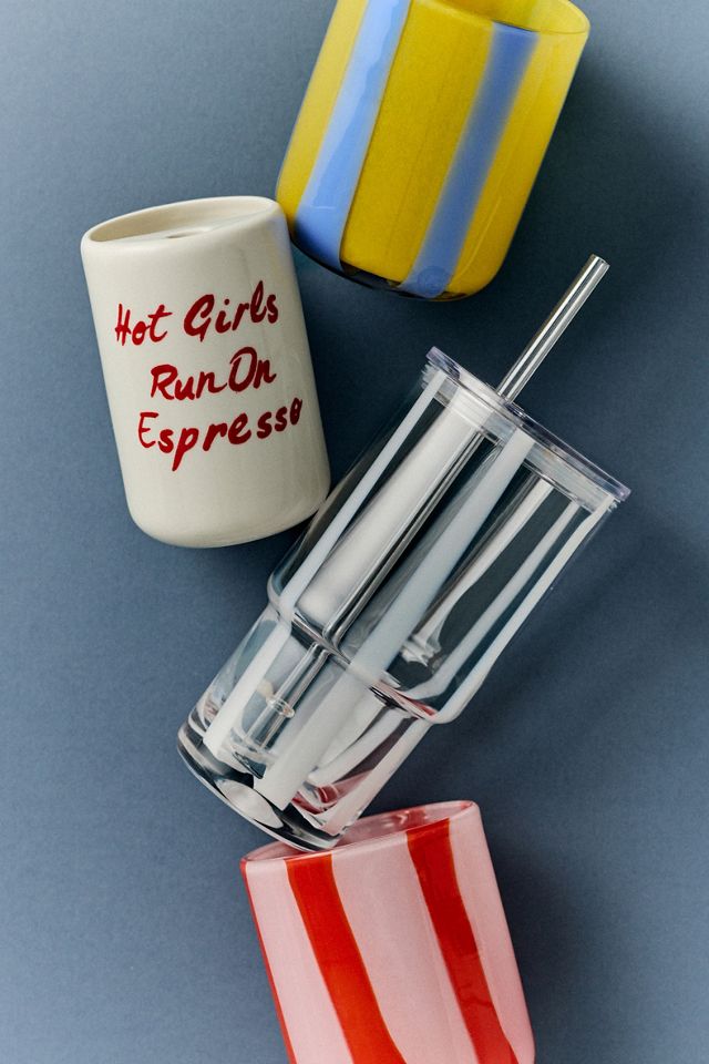The Ribbon Stripe Glass Tumbler with Lid #3